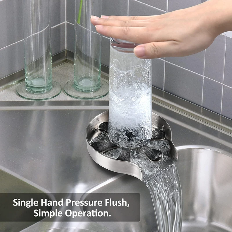 

High Pressure Faucet Glass Rinser Stainless Steel Automatic Cup Washer 9 Hole Kitchen Coffee Pitcher Beer Milk Cup Cleaning Tool