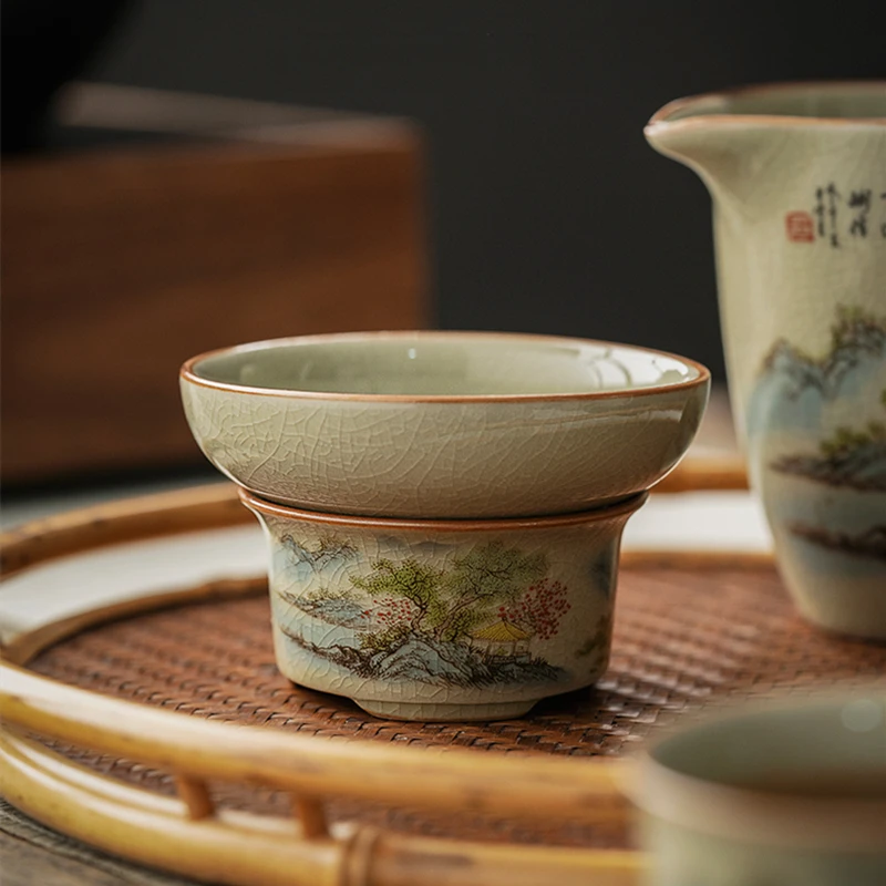 Landscape Chinese Tea Infuser Pottery Strainer Teaware Green Zen Tea Accessories Tools Filter Sieve For Tea Maker