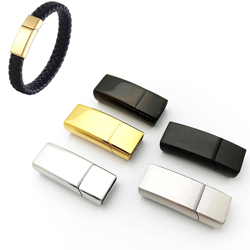 20Pcs 12x6mm Stainless Steel Magnetic Buckle Leather Rope Bracelet Accessories Fashion Jewelry DIY Craft Supplies