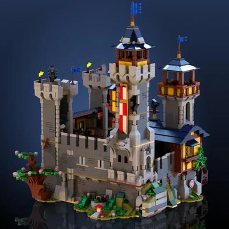 Moc Building Blocks Fortress รุ่นปราสาทยุคกลางการวิเคราะห์อิฐ DIY ประกอบของเล่นก่อสร้างสําหรับ Childr วันหยุดของขวัญ