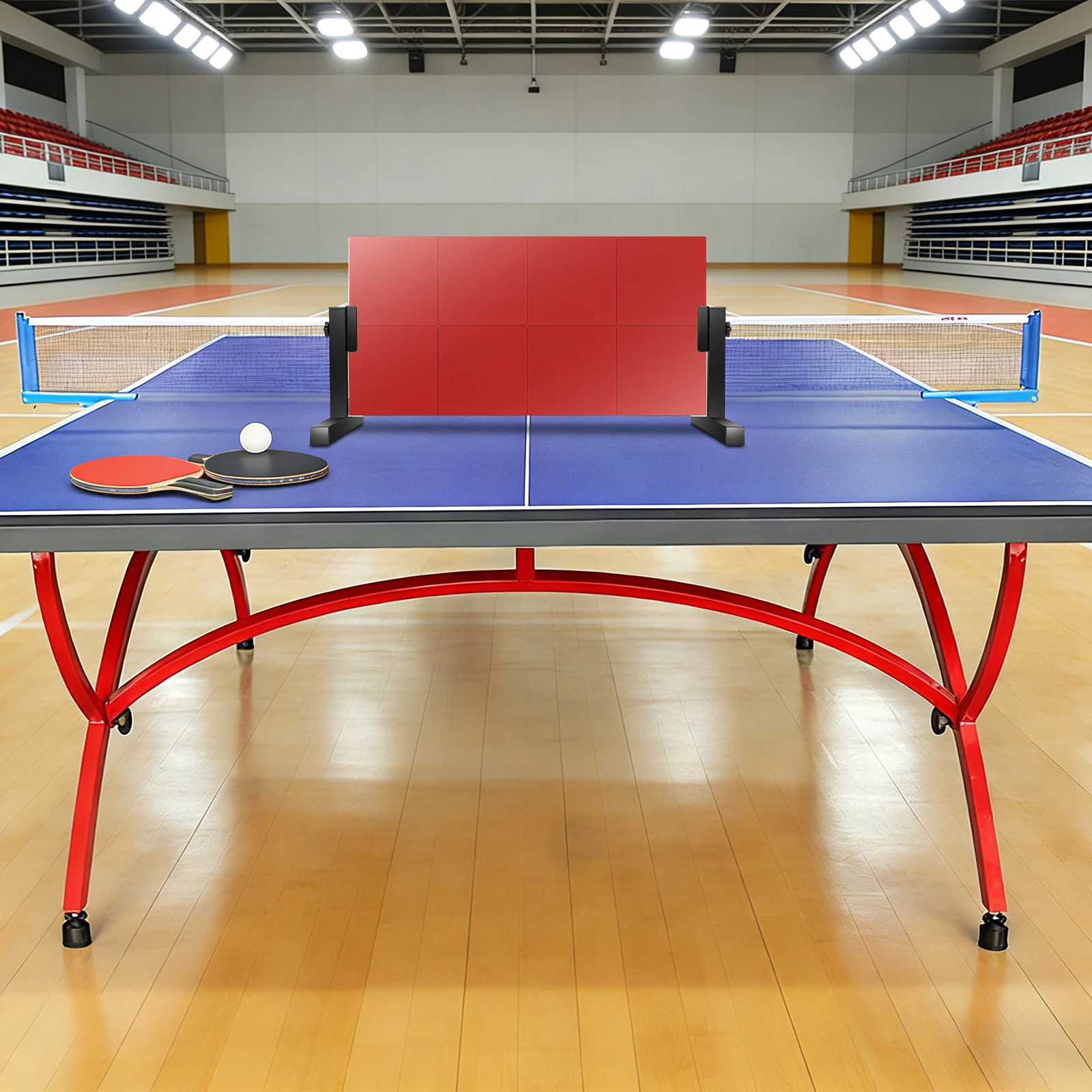 Tischtennis-Rückprallbrett-Trainer 360 ° Winkel- und höhenverstellbarer Tischtennistrainer aus Massivholz mit 8 Gummiblöcken für das Heimtraining im Studio – Detail 27