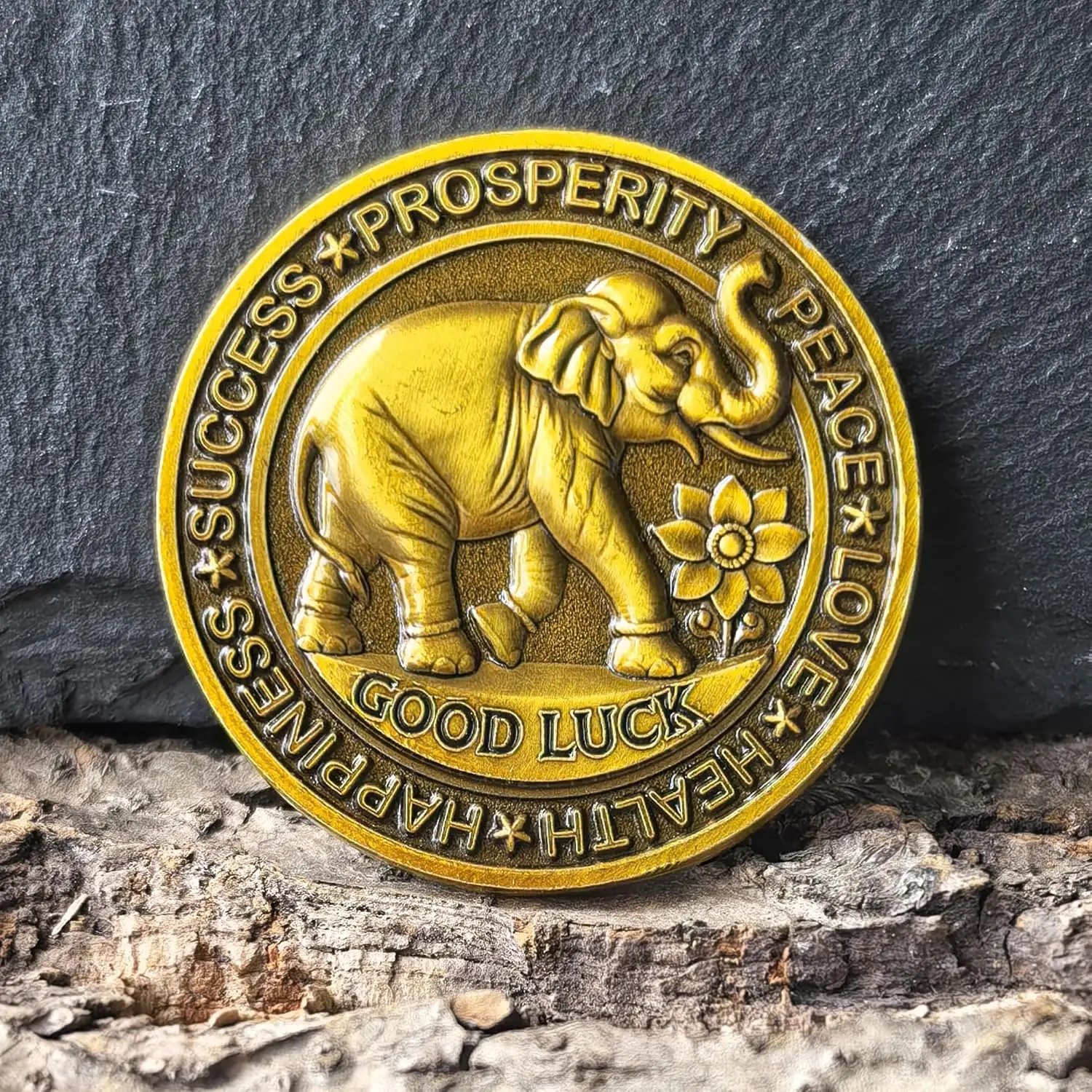 عملة الحظ السعيد – سحر تحفيزي بأربع أوراق البرسيم والفيل من أجل الازدهار والنجاح، آلة خدش تذكرة اليانصيب المثالية. #6