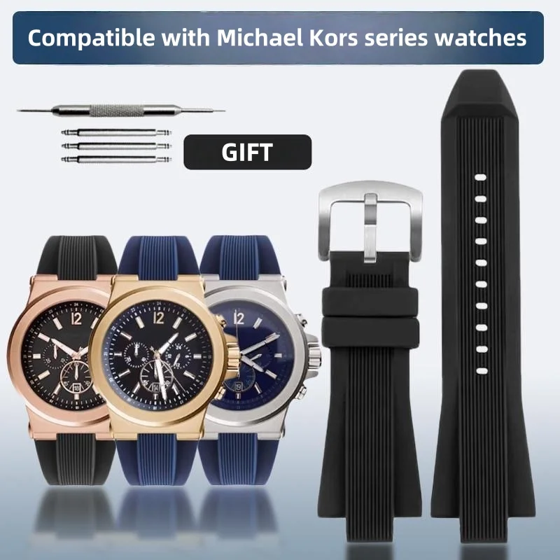 Силиконовый резиновый ремешок для часов, браслет для часов Michael Kors MK серии MK8184 8729 9020, водонепроницаемые аксессуары для часов, прочные аксессуары для часов