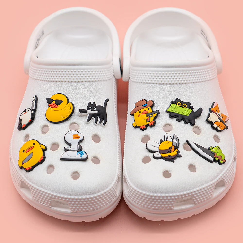 1/10 Stück Cartoon Tiere Schuh Charms Enten Pinguine Katzen Schuh Dekorationen Zubehör Frösche Hunde Pins für Frauen Kinder Clog Schnallen – Detail 4