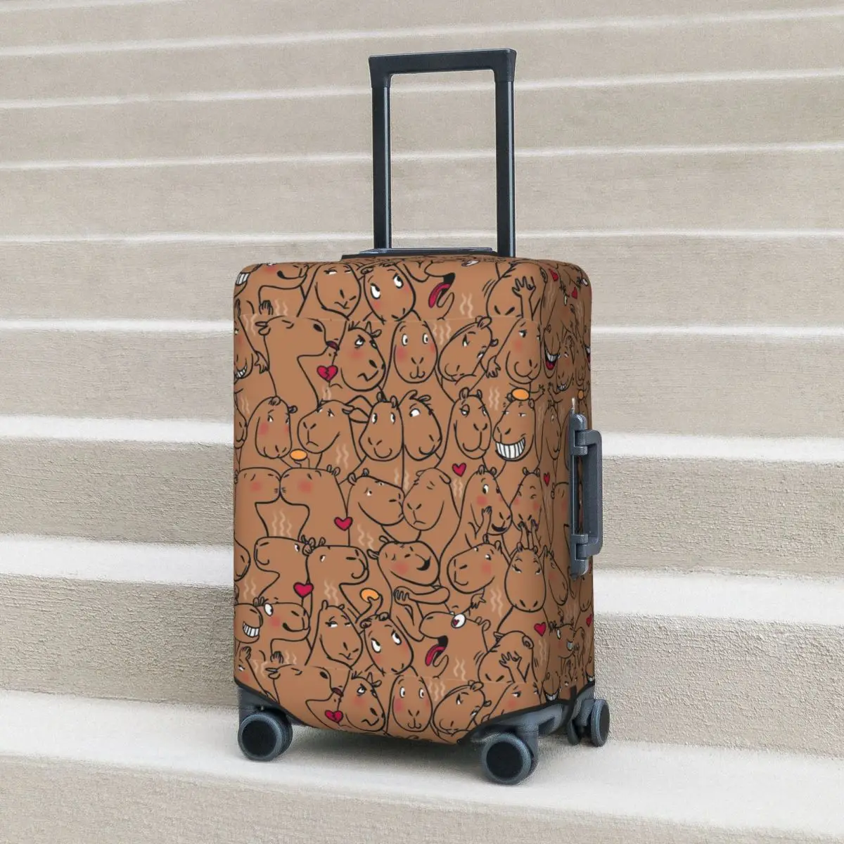 

Funny Capybaras In Love Suitcase Cover Cruise Trip Vacation Practical Luggage Accesories Protection