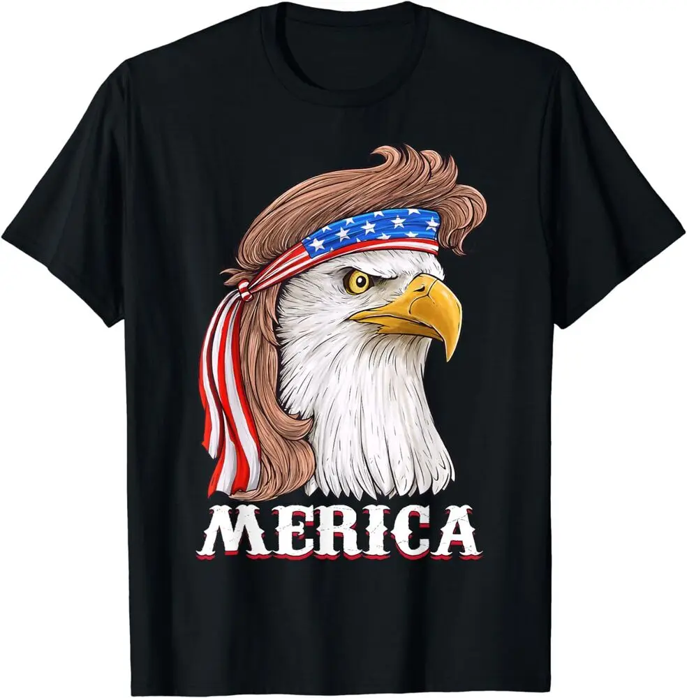 Eagle Mullet 4th Of July USA American Flag Merica T-Shirt, S-5XLHigh Quality 100%Cotton Short Sleeve