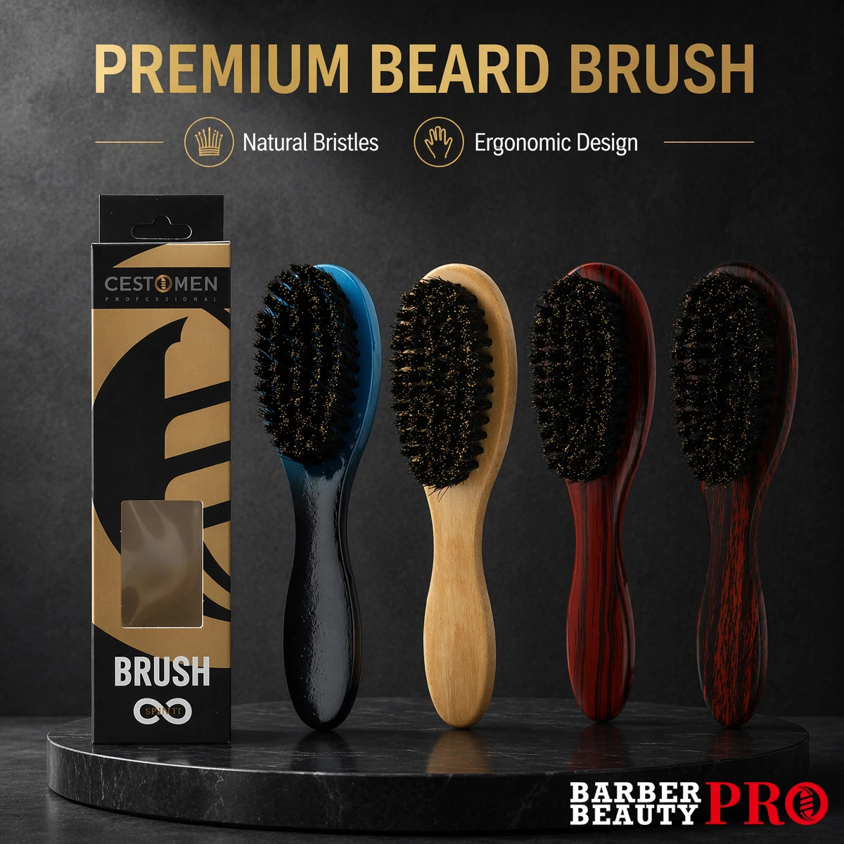 1pcs Boar Bristle Beard Brush Comb Wood Handle Hair Brush fo