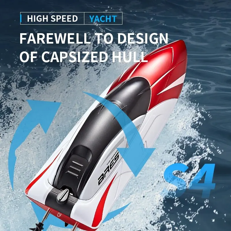 2.4G Remote Control Boat Double Rudder Motor Waterproof ABS High Speed Speedboat S4 Boy Toy Remote Control Speedboat Gift