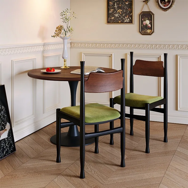 medieval solid wood dining chair, home French restaurant backrest chair, retro dressing chair, light luxury, high-end sense,
