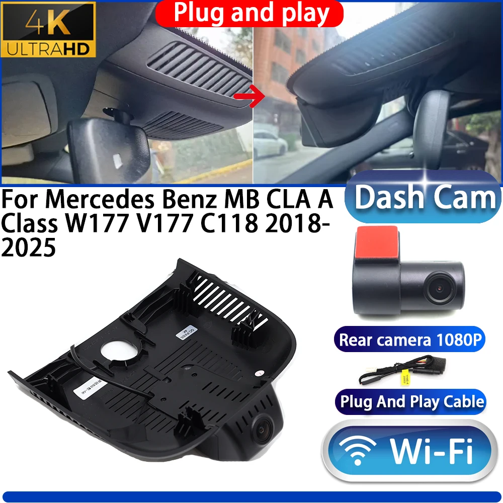 

For Mercedes Benz MB CLA A Class W177 V177 C118 2018-2025 Dash Cam Camera DVR 4K UHD Night VisionPlug And Play Video Recorder