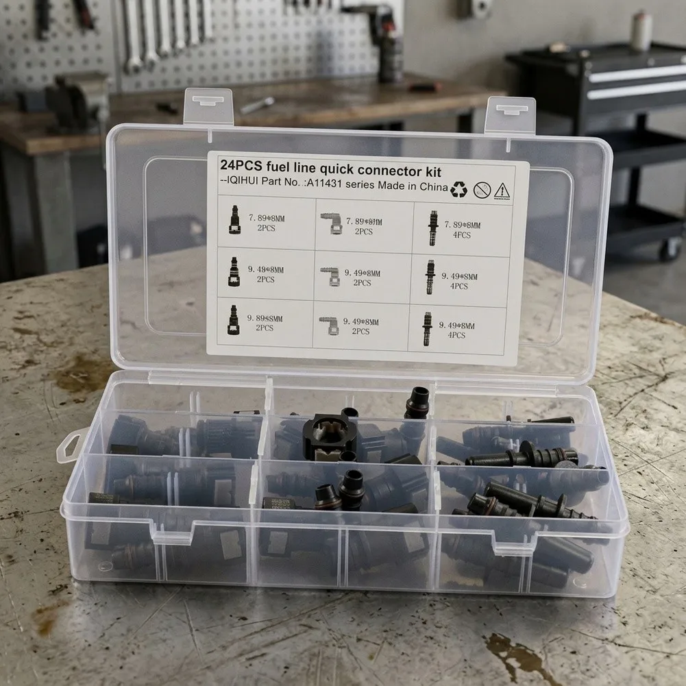 24PCS Push-to-Connect Fuel Line Fittings for 6mm and 8mm Nylon Hose Barb Use in Automotive Fuel Filter and Pump Integration