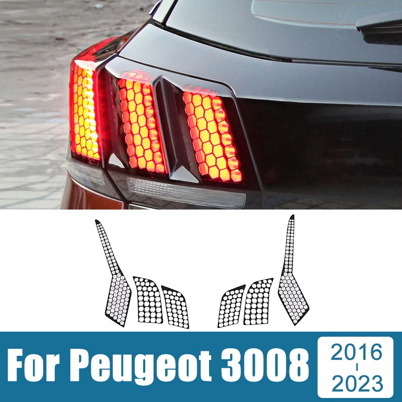 

Car Honeycomb Stickers For Peugeot 3008 GT 2016 2017 2018 2019 2020 2021 2022 2023 Hybrid Rear Lamp Decoration Wrap Cover Films