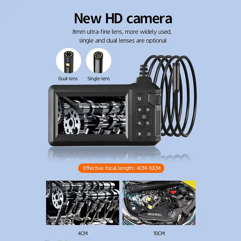 4.3 Inch HD LCD Screen Industrial Endoscope Camera HD 1080P Single/Dual Lens Pipe Inspection Borescope for Checking Car Sewer