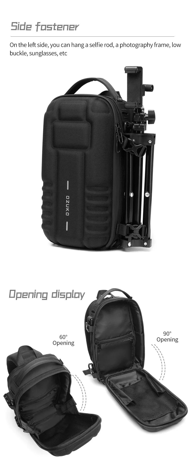 OZUKO Hard Shell Flex Bag Men Sports Shoulder Bag Multifunctional Large Capacity Waterproof High Quality Outdoor Tactical Bag