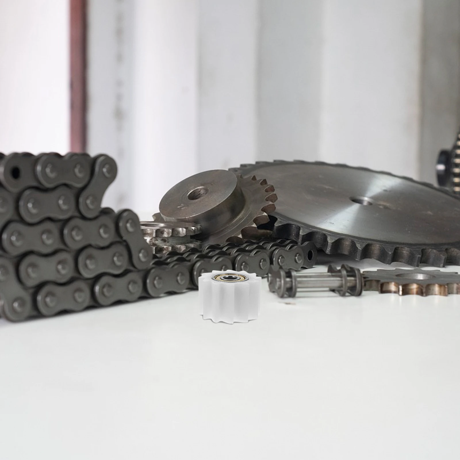 

2pcs Tensioner Guide Roller 8mm White Anti Strong Material Motorcycle Chain Pulley Wheel Chain Slider Tensioning