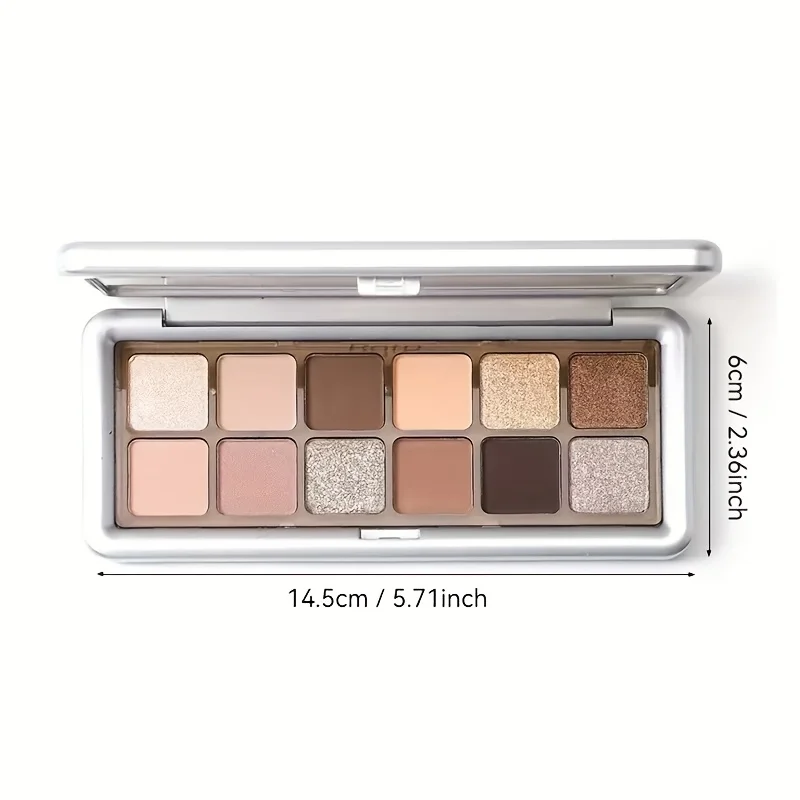 Palette di ombretti Phantom Bear a 12 tonalità: finiture naturali e scintillanti, tonalità marrone terroso e rosa