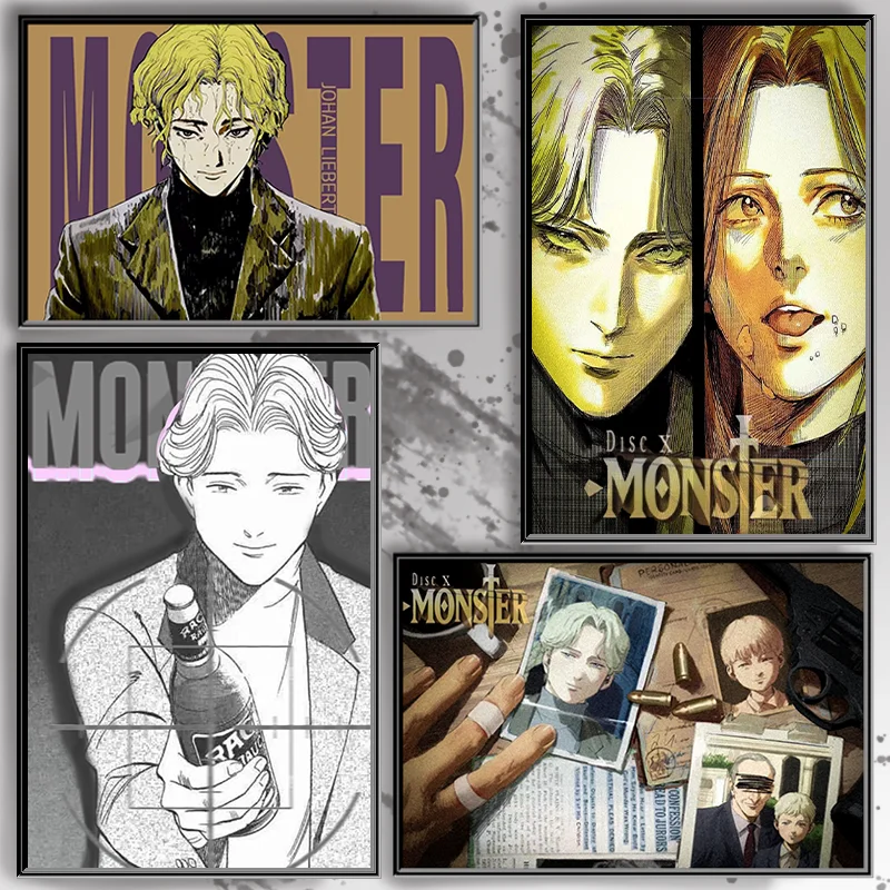 اليابانية الكلاسيكية أنيمي يوهان ليبرت الوحش Naoki Urasawa ملصق جدار ديكور حانة المرآب المنزل سينما غرفة المعيشة قماش اللوحة