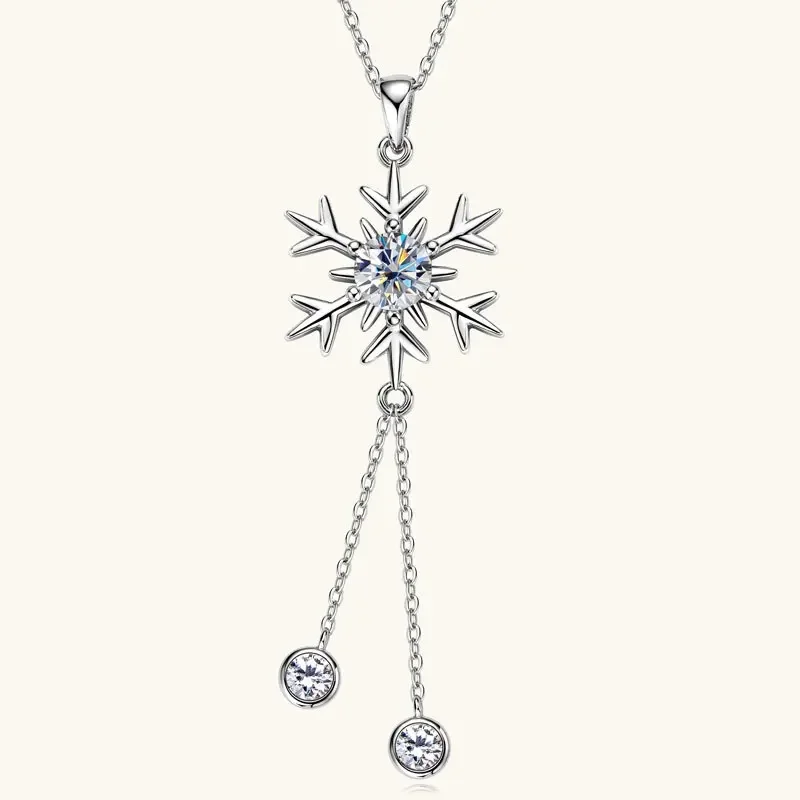 

Snowflake Pendant D1.60CT 6.5mm&4mm Moissanite Diamond Pendant Necklace for Women Real Silver 925 New Year Christmas Gifts