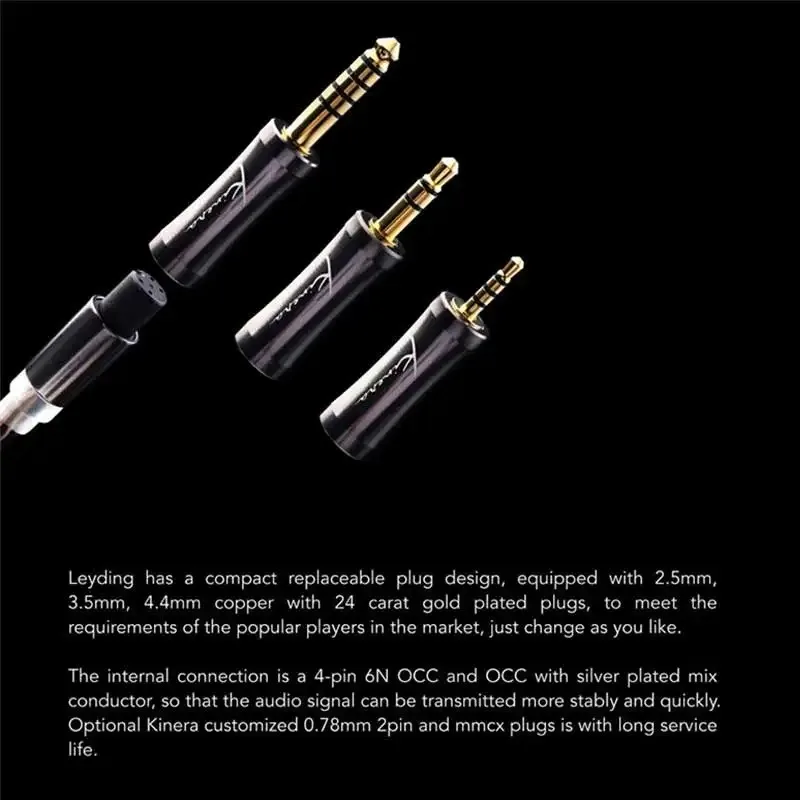 Kinera Leyding Modular 3in1HIFI Earphone MMCX Cable with 8-core Silver Plated Copper 0.78 2-pin Connector 2.5/3.5/4.4mm Plug