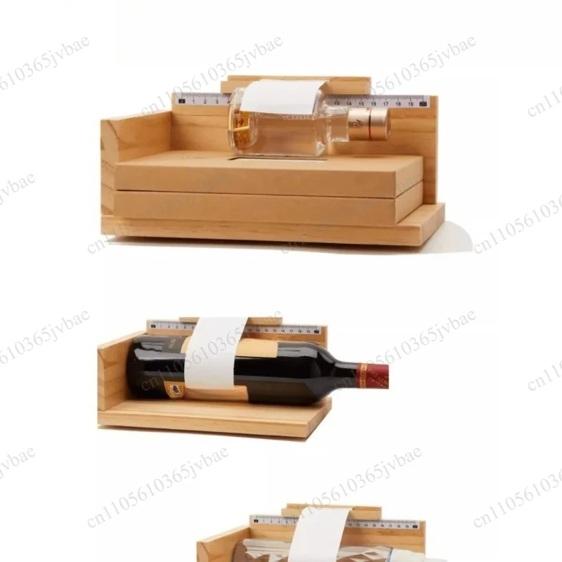 Wooden Adjustable Labeling Auxiliary Tools Wine Bottle Essential Oil Bottle Manual Labeling Positioning Rack
