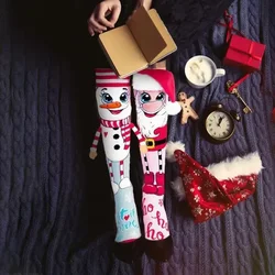 Fun Christmas Socks Christmas Knee High Socks Santa & Snowman Novelty Women's Cozy Slipper Socks For Girls Women Fluffy Socks