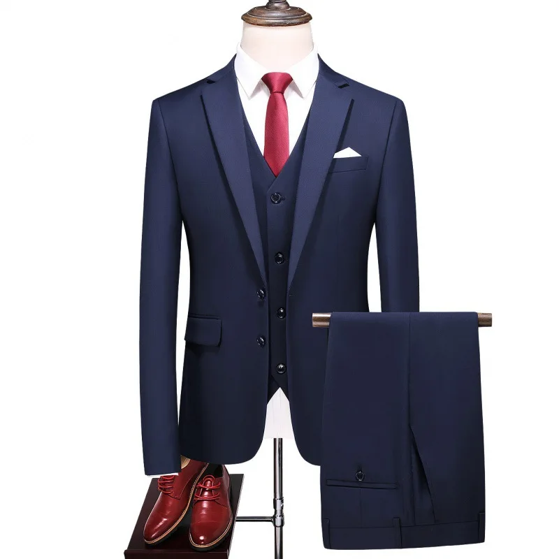 P039 traje de novio de boda para hombre, traje ajustado de talla grande, traje de tres piezas, primavera y otoño, nuevo