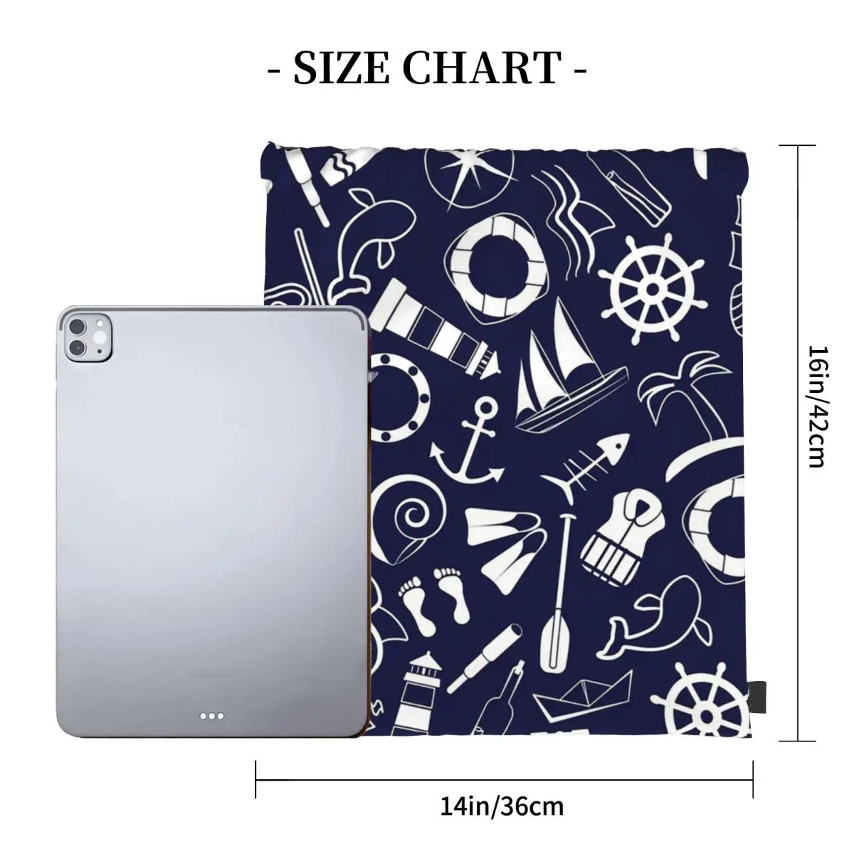 Nautical Backpacks Casual Portable Drawstring Bundle Pocket Sports Bag Book Bags For Man Woman Students