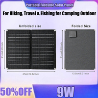9W Portable Foldable Solar Panel with Carry Bag Outdoor Photovoltaic Charger for Hiking, Travel & Fishing for Camping Outdoor