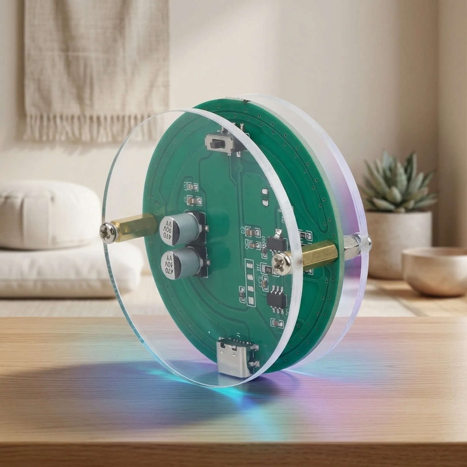 For SCHUMANN Resonance Wave Generator with RGB LED Breathing Light for Meditation Home Use and Cognitive Support USB Powered