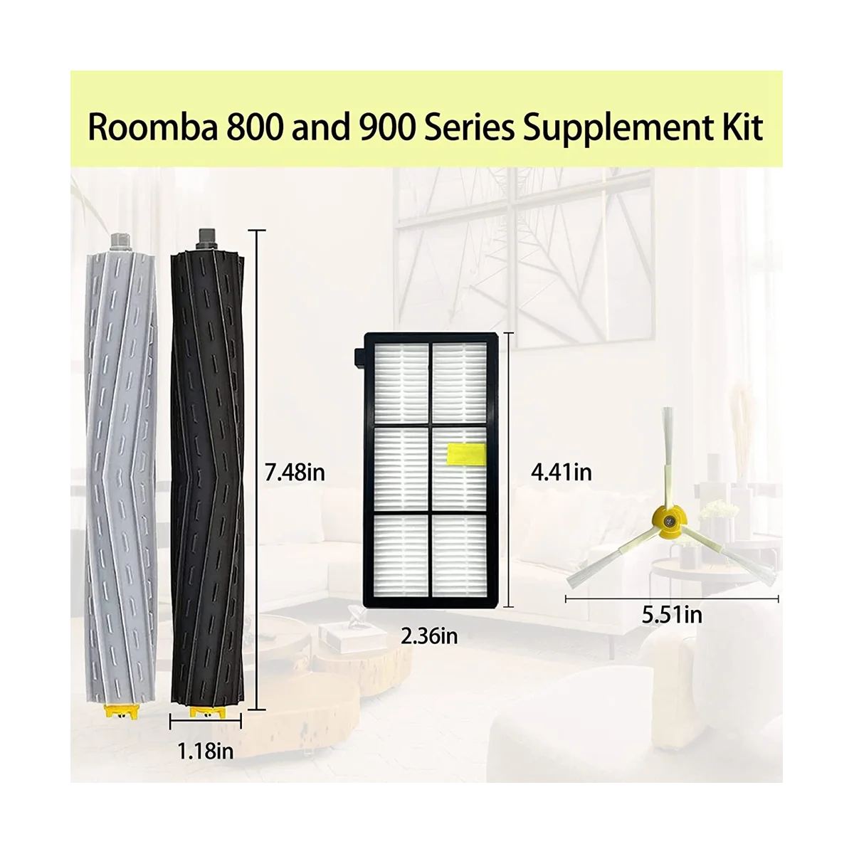 Replacement Kit for iRobot Roomba 800 900 Series Vacuum Cleaner HEPA Filters Main Side Brushes