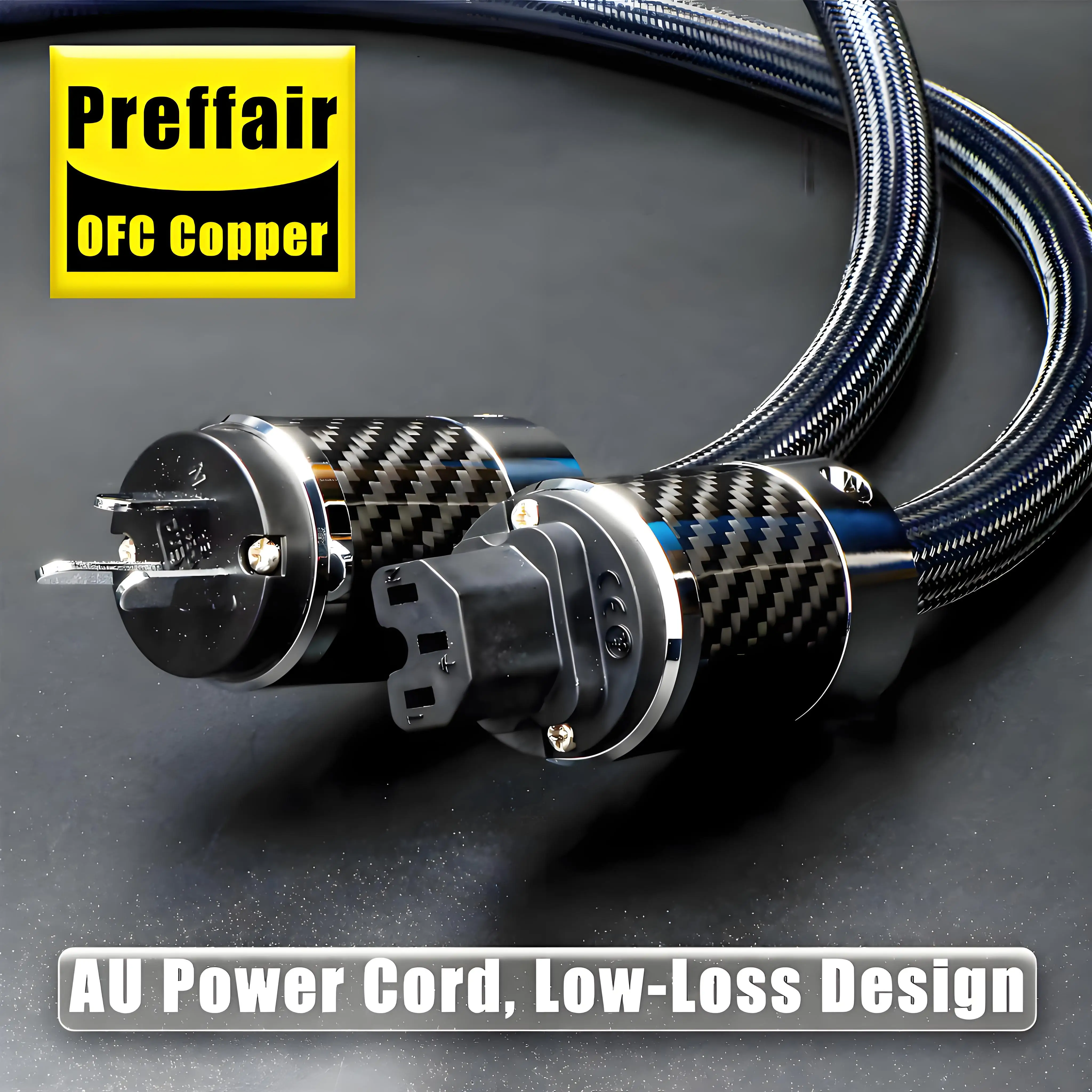 Preffair hifi كابل الطاقة 7N OCC & OFFC كابل الصوت الراقية الاتحاد الأفريقي/الاتحاد الأوروبي/الولايات المتحدة ألياف الكربون المكونات الروديوم مطلي المكونات سلك الطاقة