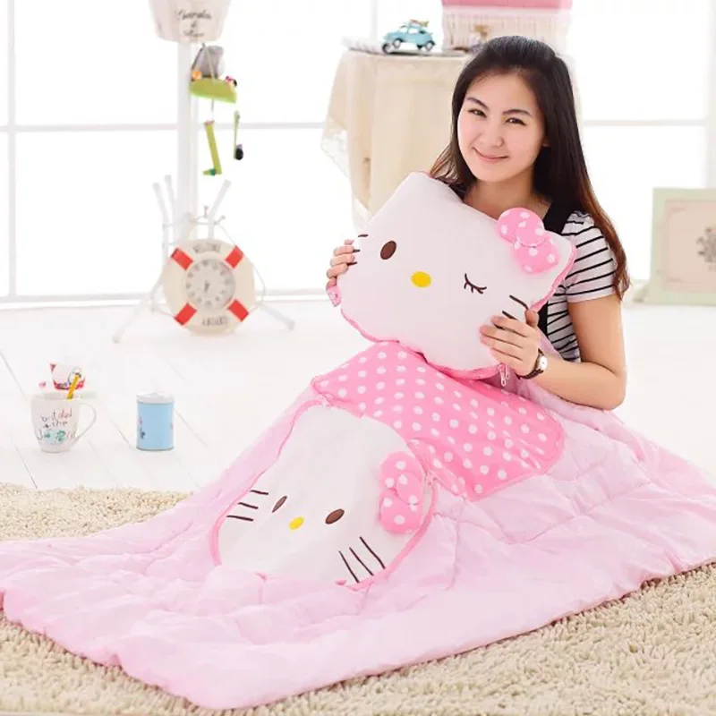 

New Sanrio Helllo Kitty Pillow Quilt Dual Use Pillow Blanket Car Folding Air Conditioning Office Nap Pillow Home Dormitory Quilt