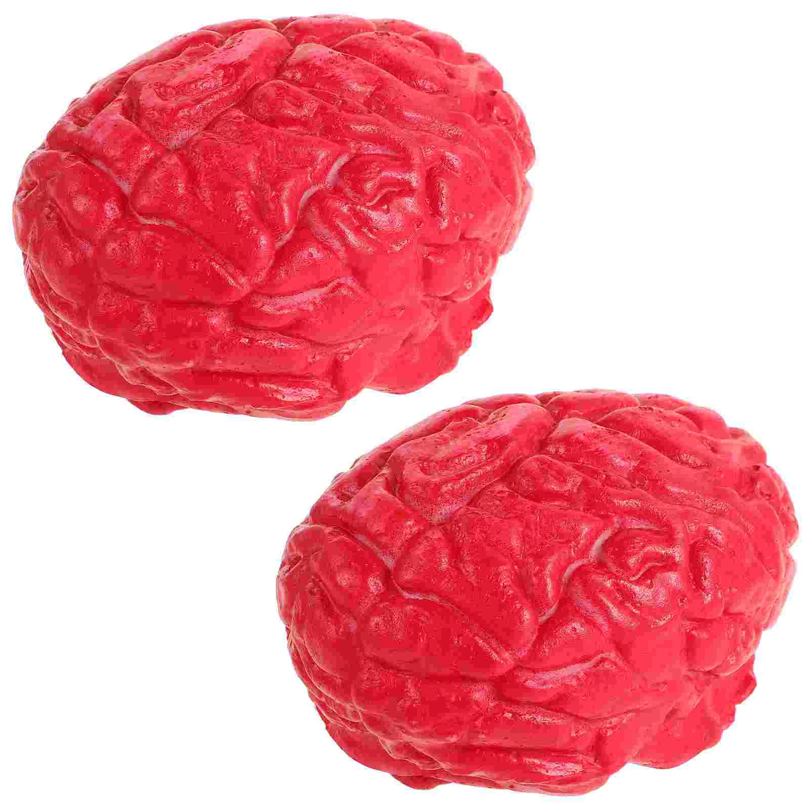 2 Pcs Simulation of Human Organs Realistic Brains Halloween Party Props Latex Decor Bloody Haunted House Body Fake