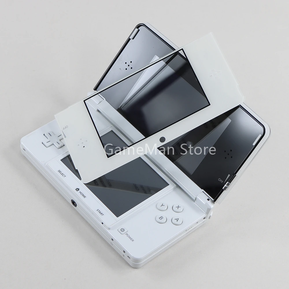 Cubierta de lente de marco de pantalla LCD frontal superior de vidrio blanco y negro de repuesto para 3DS, 2 piezas por lote