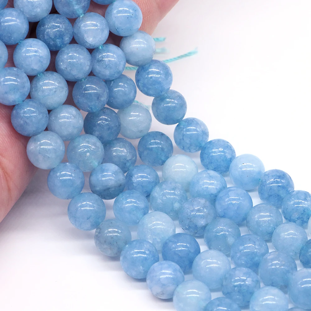

Aquamarines Natural Stone Bead Round Loose Beads For Crafts Jewelry Making DIY Bracelets Necklace Earring Accessories 4/6/8/10MM