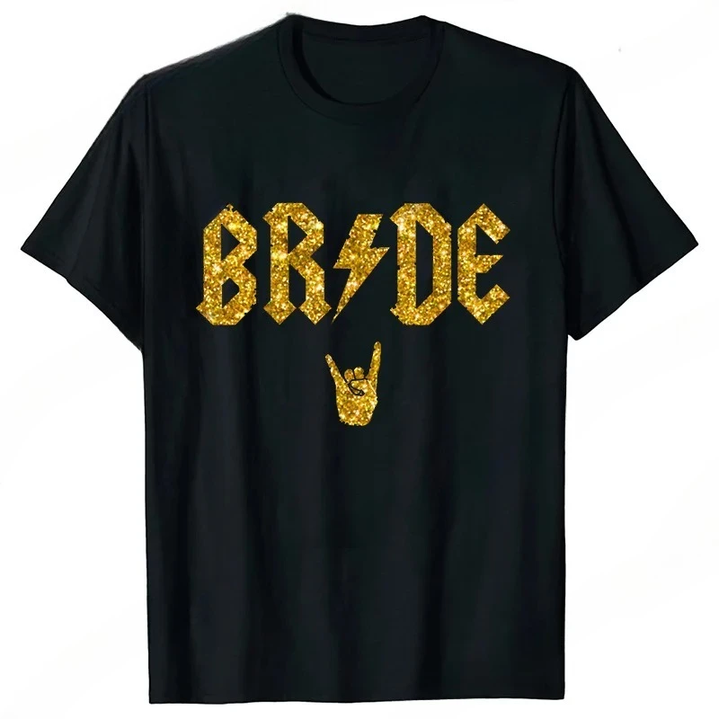 

Team Bride Crew T-shirt Bridal Shower Wedding Blouses Gold Font Bridesmaid Tops Bachelorette Party Single Farewell EVJF Tees