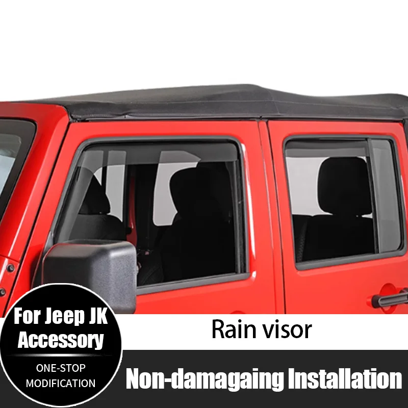 2025 New Design 4 Pack Window Visor Rain Shield Deflector For Jeep Wrangler JK Accessories