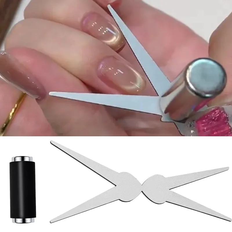 Magnete Cat Eye a doppia testa e forte magnete cilindrico Set strumento ausiliario magnetico Bastone magnetico UV per unghie con effetto francese 3D fai-da-te