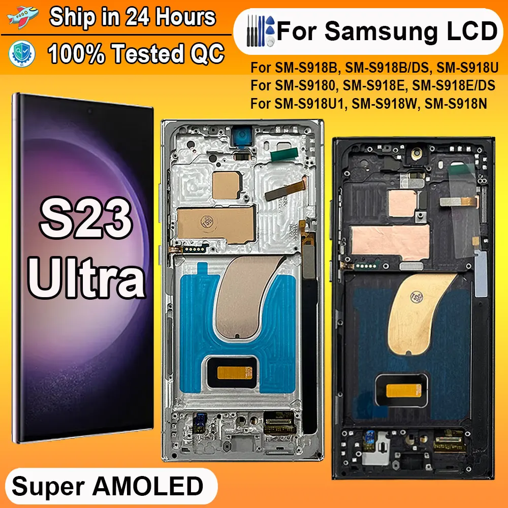 s23 ultra AMOLED LCD For Samsung Galaxy S23 Ultra S918 LCD Display ...