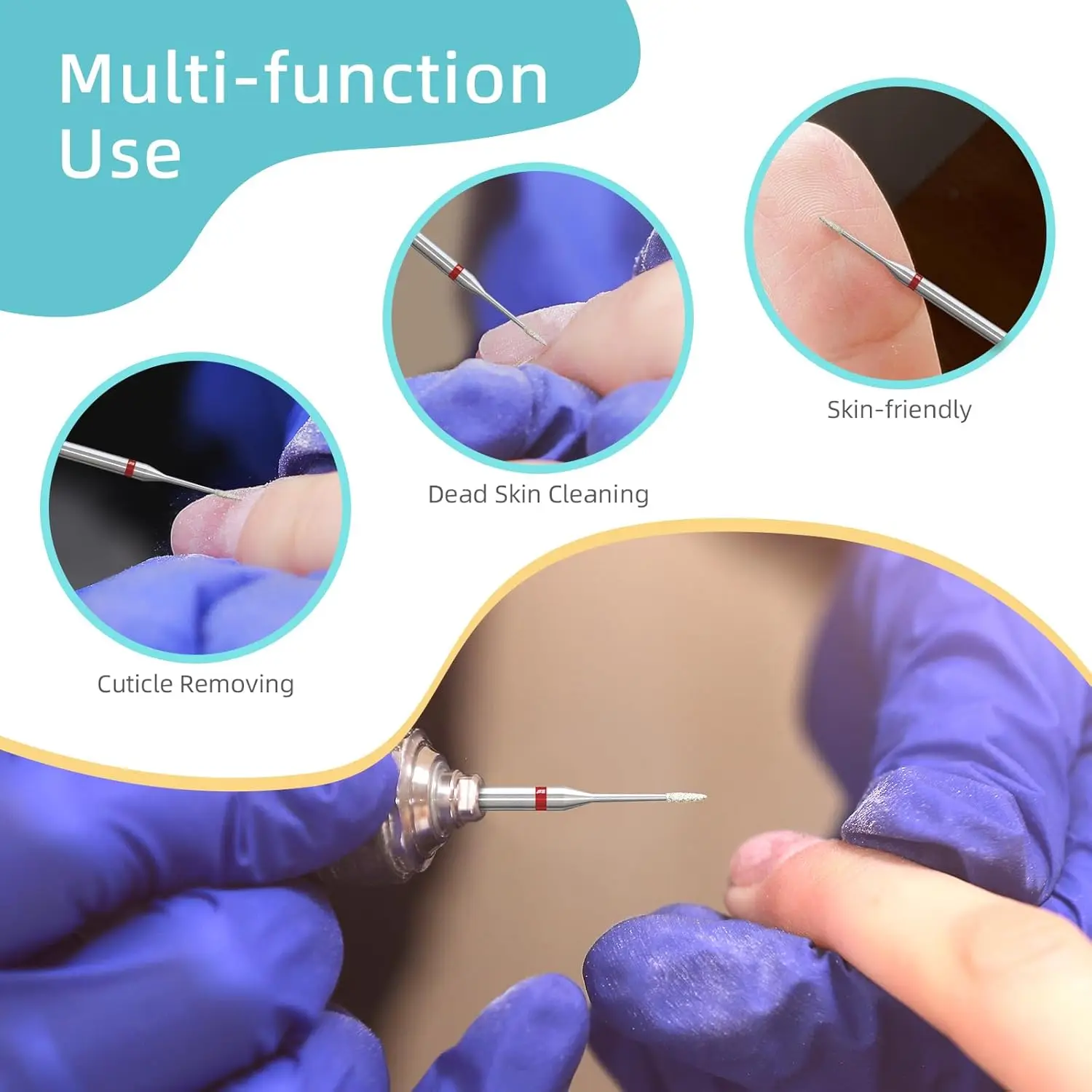 Diamond Manicure Nail Drill Set Professional Manicure Pedicure Tools for Gel Polish Removal and Dead Skin Exfoliating Bit