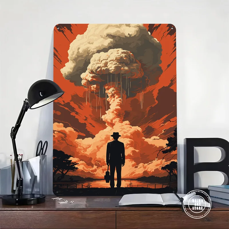 Oppenheimer Personalized 3D Textured Metal Poster Wall Art Tinplate Sign for Luxury Decoration Home Decorations Wand Deko House