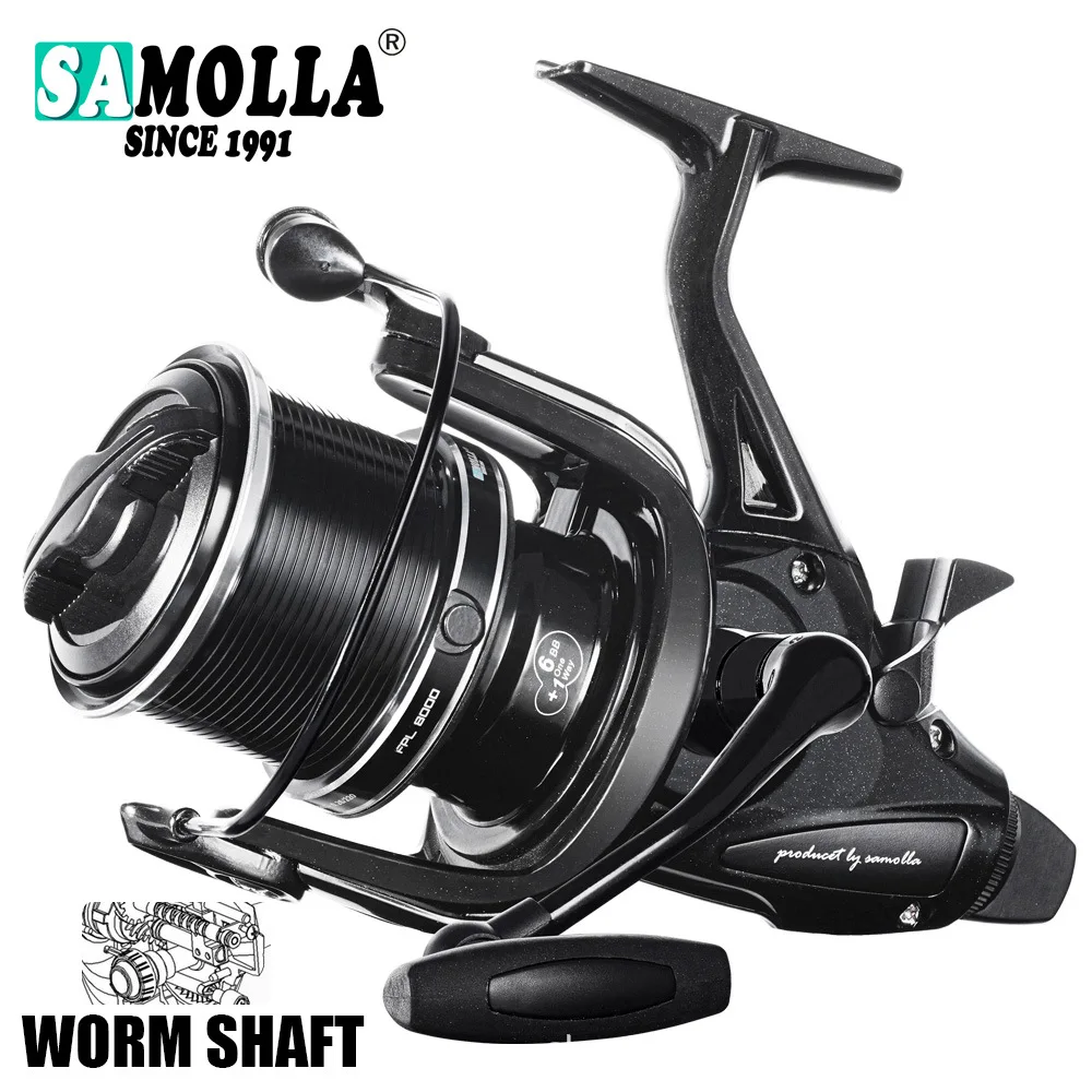 SAMOLLA New Carp Fishing Reel Spinning Strong Double Drag 25kg Worm Shaft Molinete Carretilha De Pesca Sea Reels Accessories Mar