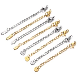 10Pcs Stainless Steel Extended Extension Tail Chain Lobster Clasps Connector for DIY Jewelry Making Bracelet Necklace Findings
