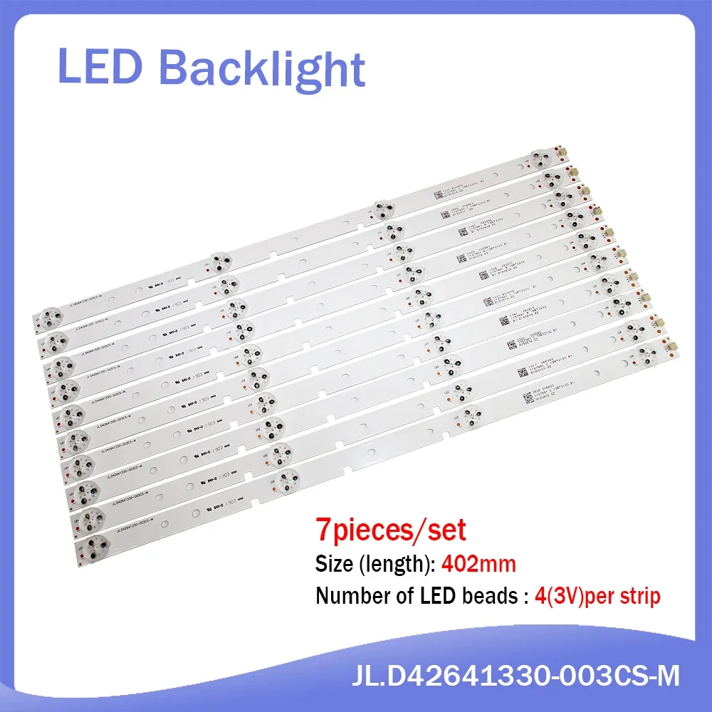 แถบไฟแบ็คไลท์ LED 7ชิ้นสำหรับ LED43K3100 LED43K1800 LED43H1600 LED43N2000 LED43EC520UAI LED43EC500U JL.D42641330-003CS-M 43H2600