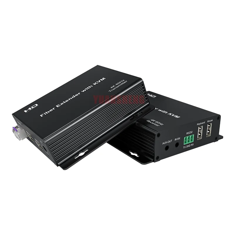 

20KM KVM 4K60Hz Fiber Extender for HDMI with Audio Single Fiber Bidirectional LC Interface for Monitor of Square Screens