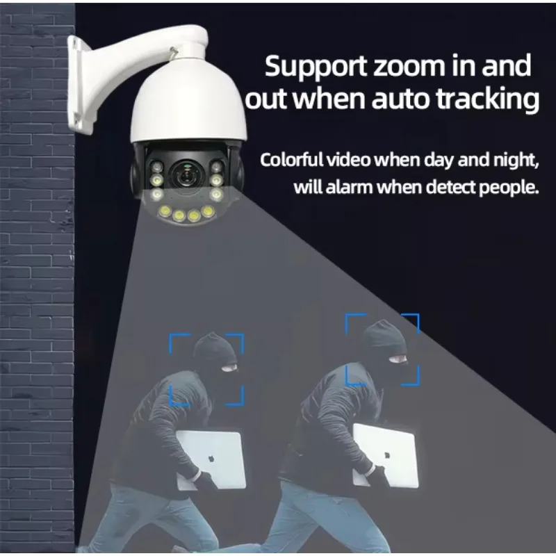 WIFI PTZ 20X ZOOM Ip CCTV Cameras 8mp 4K Auto Tracking  Security Two Way Audio Outdoor Night Vision Surveillance 360 Camera