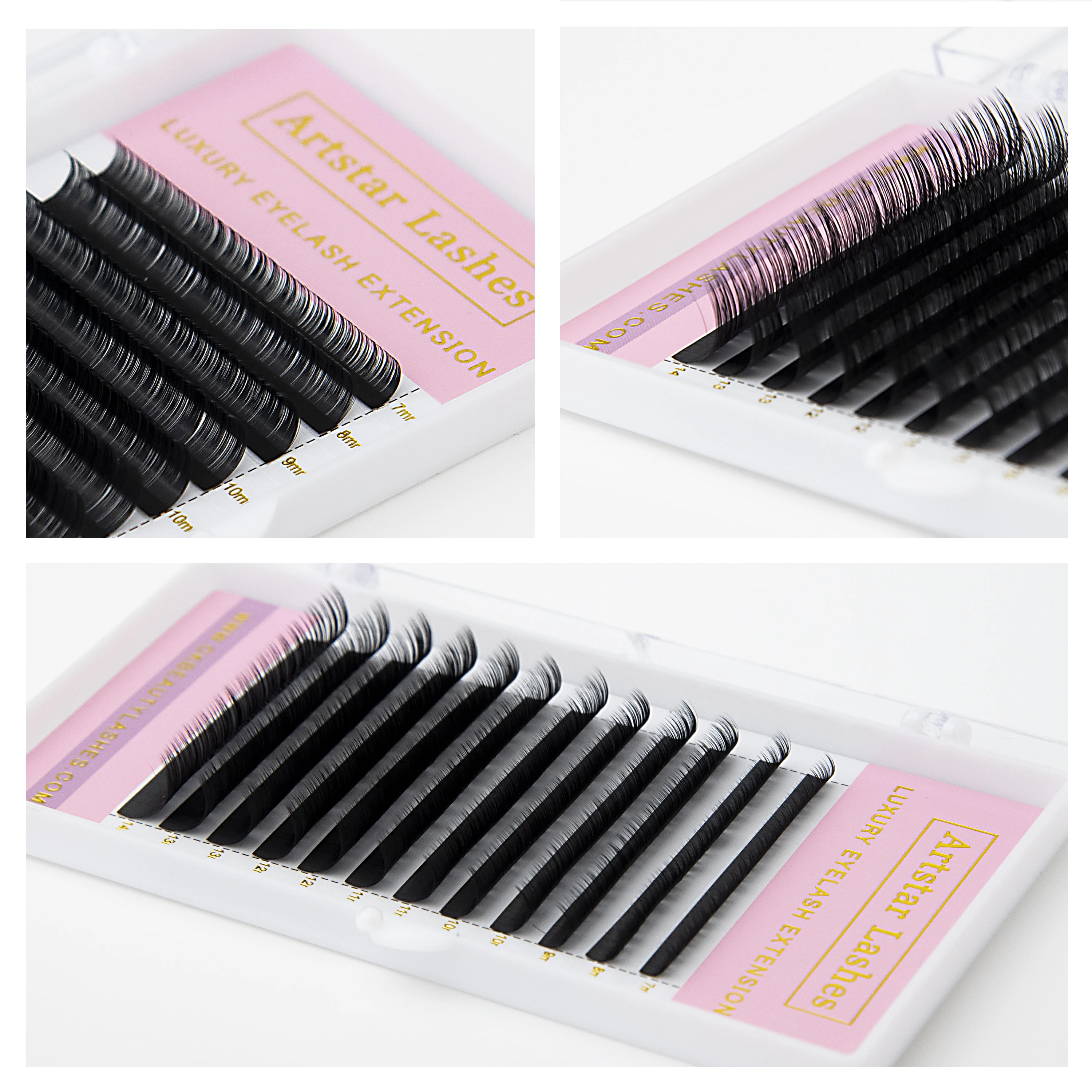 ARTSTRA 12Rows/tray  L/LC/LD/M Curl Individual Eyelashes Natural Silk Mink Matte Natural Soft Faux Mink Lash