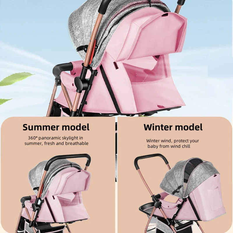 0-3 years old four seasons universal two-way stroller can sit and lie folding portable trolley to go out high landscape stroller