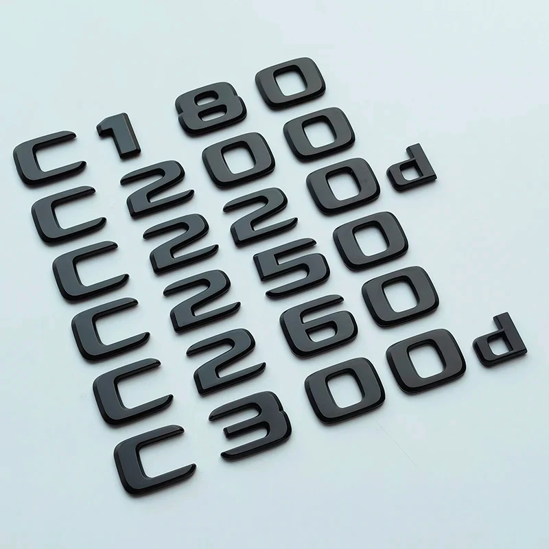 Letters C180 C200 C220 C220d C250d C260 C300d 4Matic ABS Car Emblem for W204 W205 C205 S205 W206 Nameplate Logo Sticker - view 6