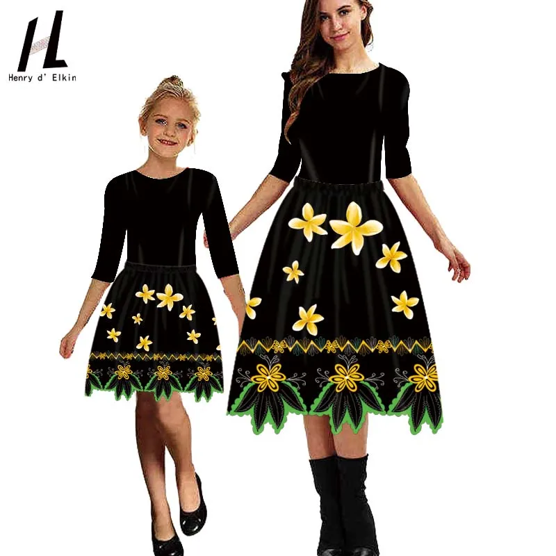 New Island Printed Skirt Custom Family wear Polyester Floral Printed Maxi Loose Skirts